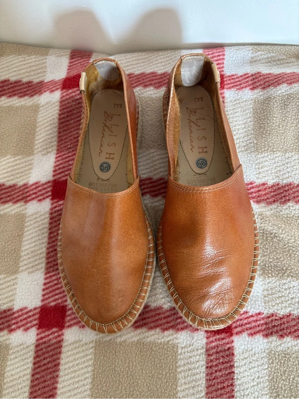 Tan Leather Slip-On Espadrille for women